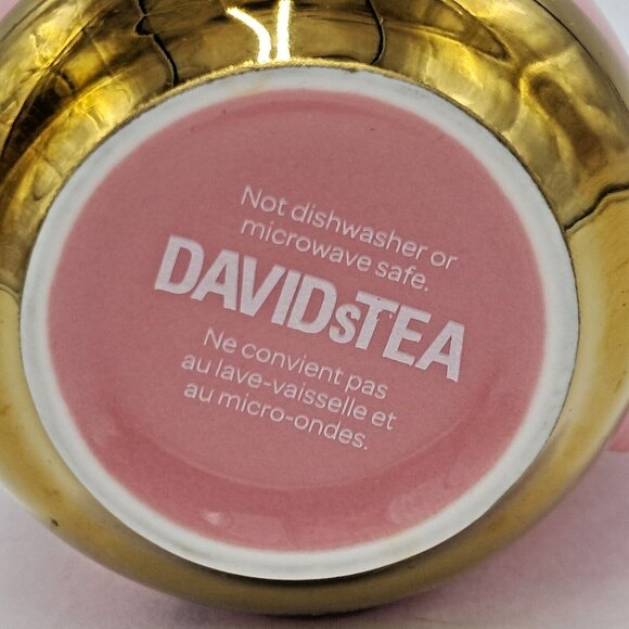 Davids Tea Nordic Mug Birch Tree Coral Pink Burgundy Ceramic Gold Dipped 16 oz - Picture 6 of 7